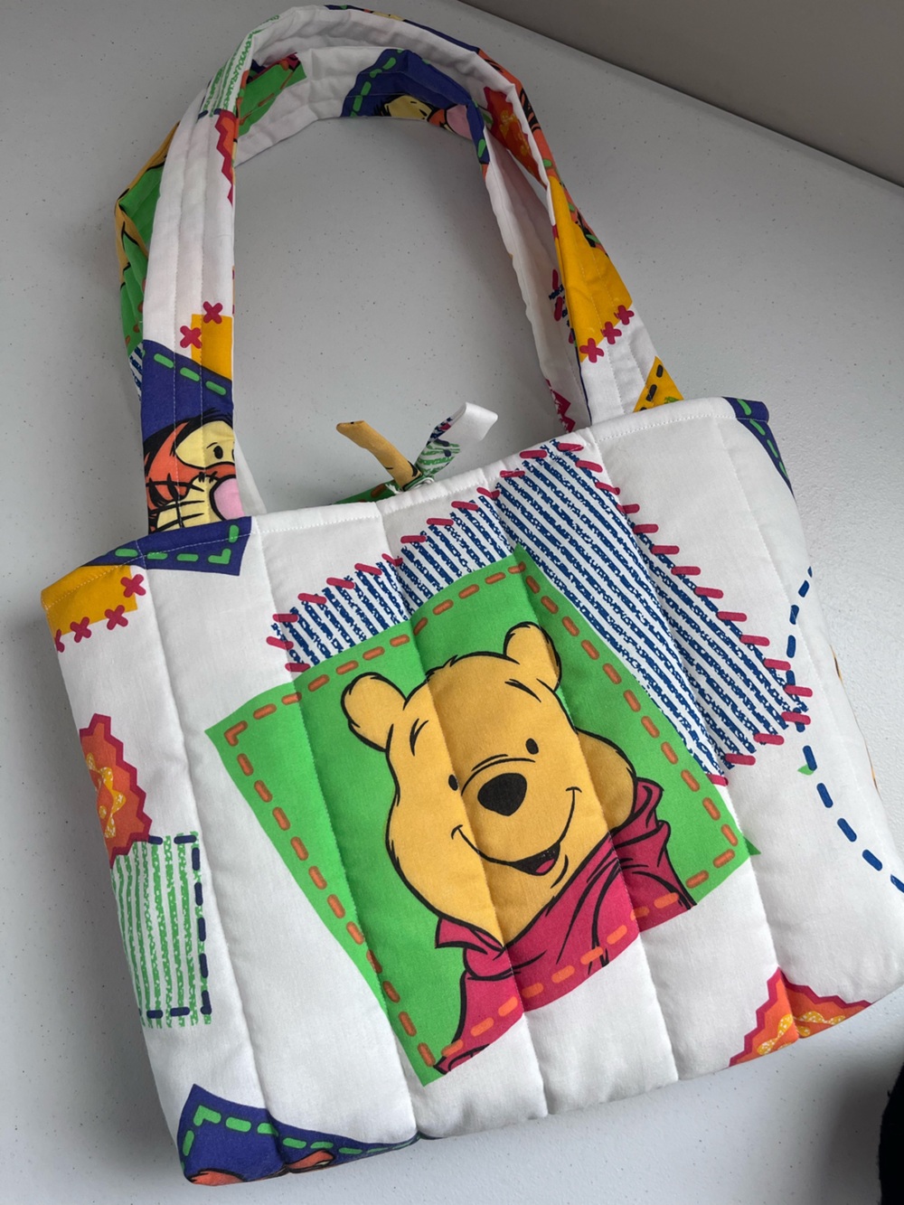 Handmade Upcycled Vintage Winnie the Pooh Quilted Tote Bag Cottagecore Bag